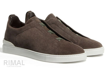 Zegna Triple Stitch Brown Sneaker - Suede | Men