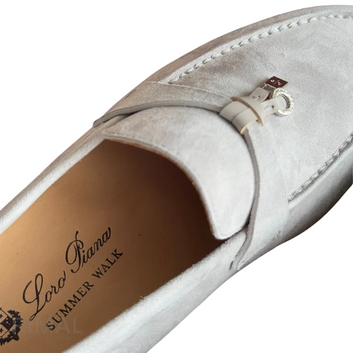 Loro Piana Summer Walk Suede Loafers – Light Grey - View 2