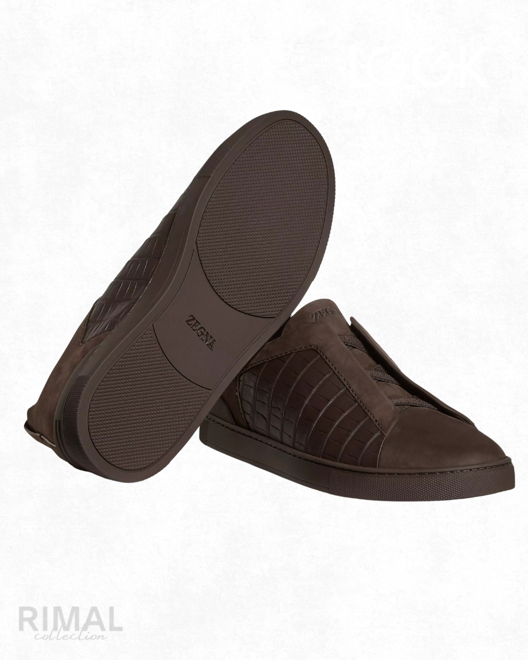 Zegna Triple Stitch Alligator-Pattern Suede Sneakers - View 4