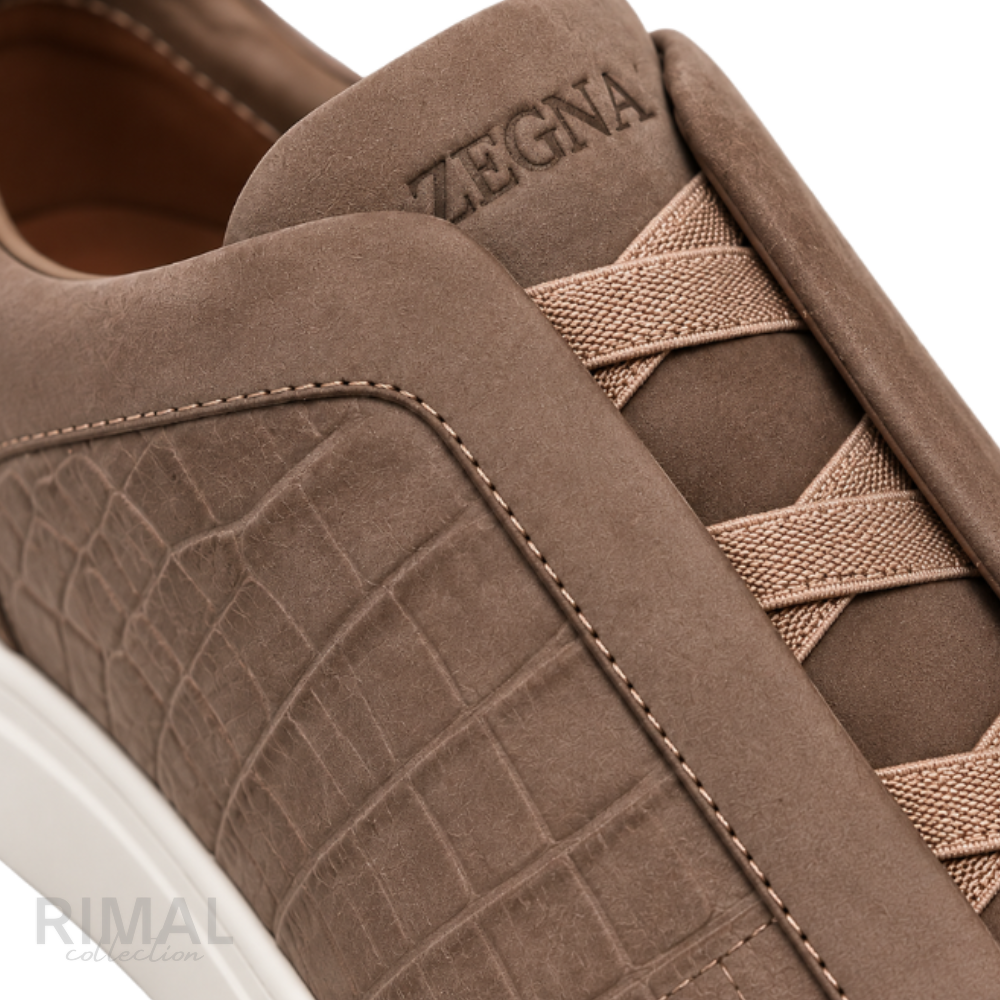 Zegna Triple Stitch Sneakers – Taupe Brown - View 4