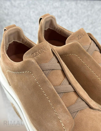 Zegna Black Leather Utility Slip-On Sneakers