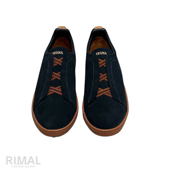 Zegna Suede Triple Stitch Black Sneakers - View 2