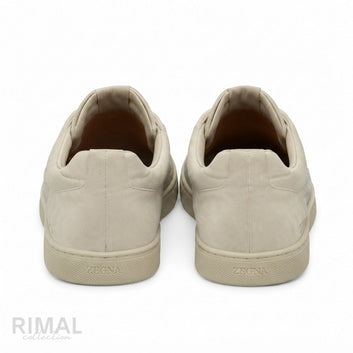 Zegna Triple Stitch Alligator-Pattern Sneakers – Cream - View 1
