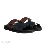 Hermès Chypre Sandals – Marine / Marron Palissandre
