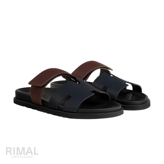 Hermès Chypre Sandals – Marine / Marron Palissandre - View 1
