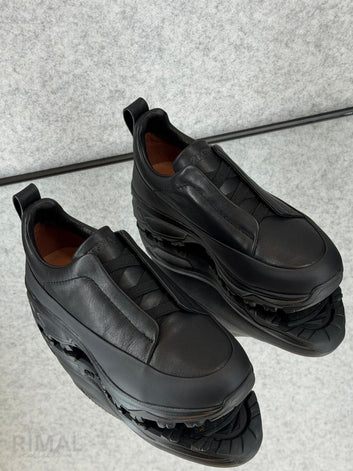 Zegna Beige Canvas & Leather Slip-On Sneakers