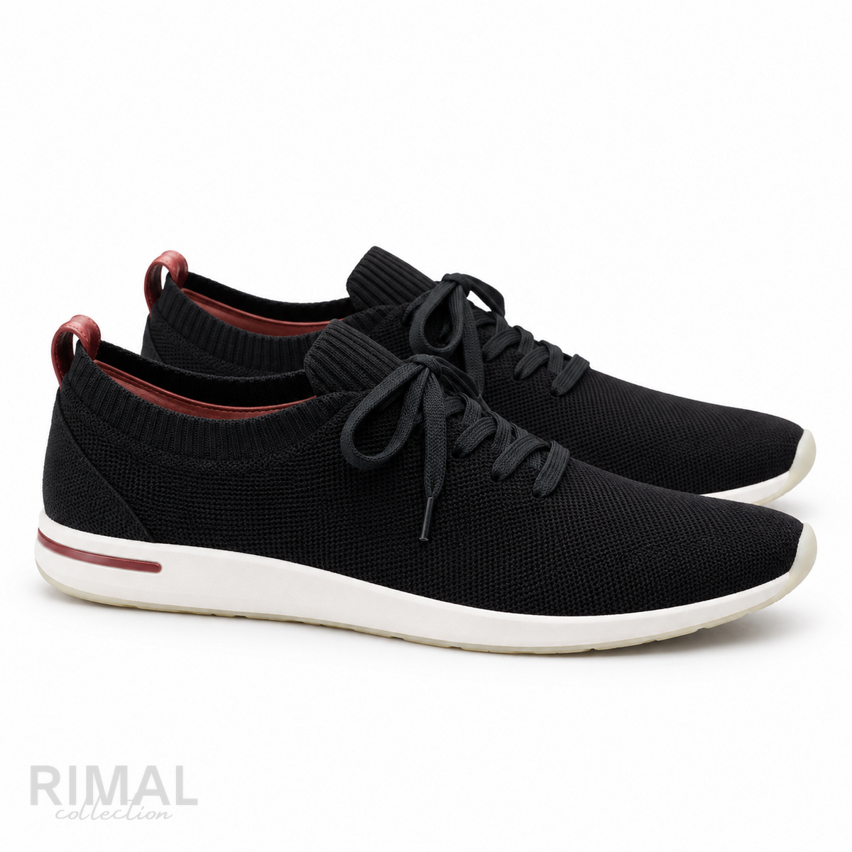 Men’s Black Knit Lace-Up Sneakers - View 5