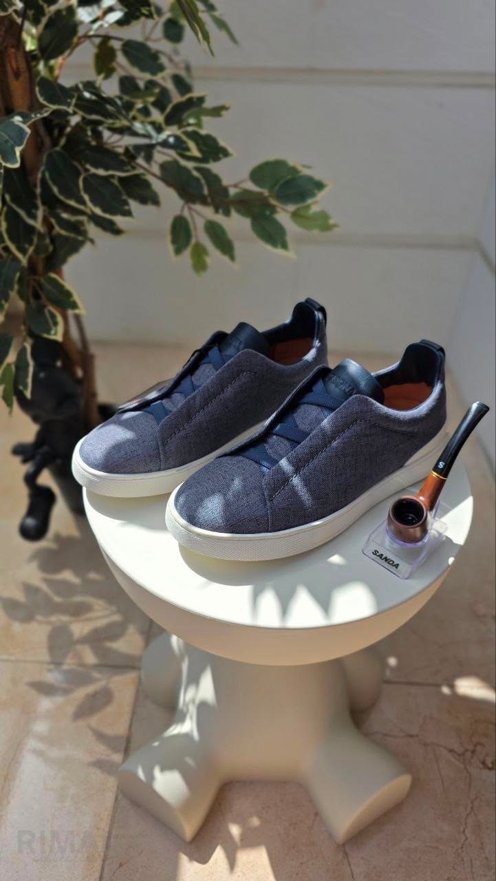 Zegna Triple Stitch Sneakers – Denim - View 4