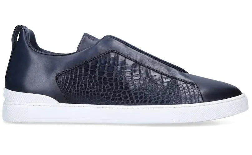 Zegna Triple Stitch Sneaker - Navy Blue | Men