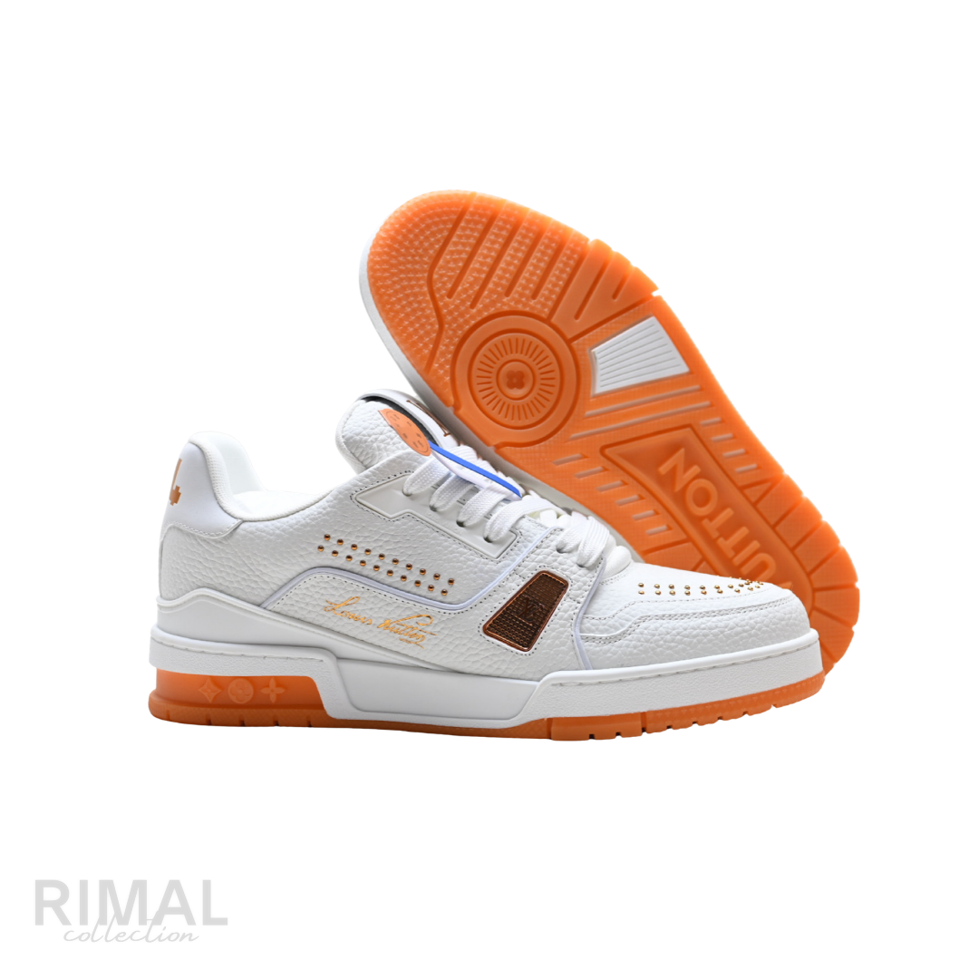 Louis Vuitton LV Trainer Sneaker – White & Orange - View 4