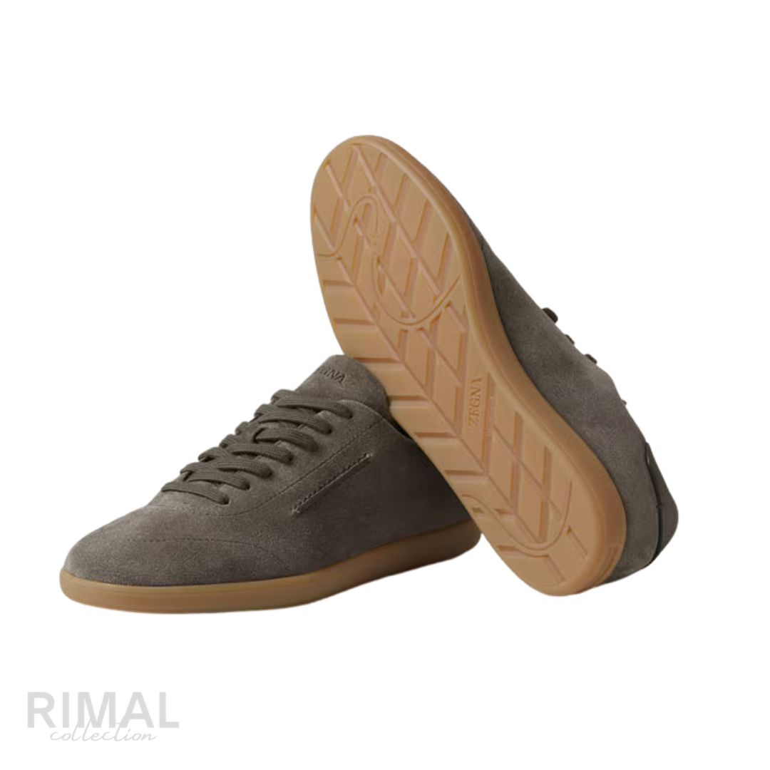 Zegna 232 Suede Sneakers – Dark Taupe - View 3