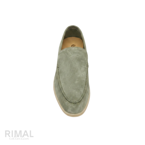 Loro Piana Summer Walk Suede Loafers – Soft Sage Green - View 1