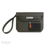 Hermès Depeche 25 Pouch – Vert-De-Gris / Noir / Fauve