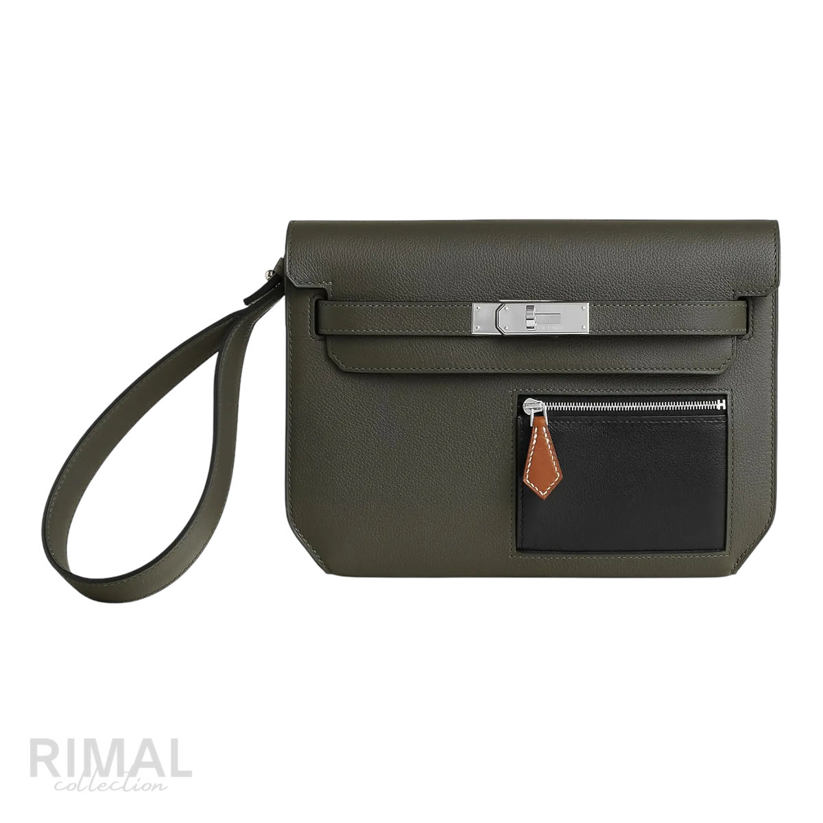 Hermès Depeche 25 Pouch – Vert-De-Gris / Noir / Fauve - View 1