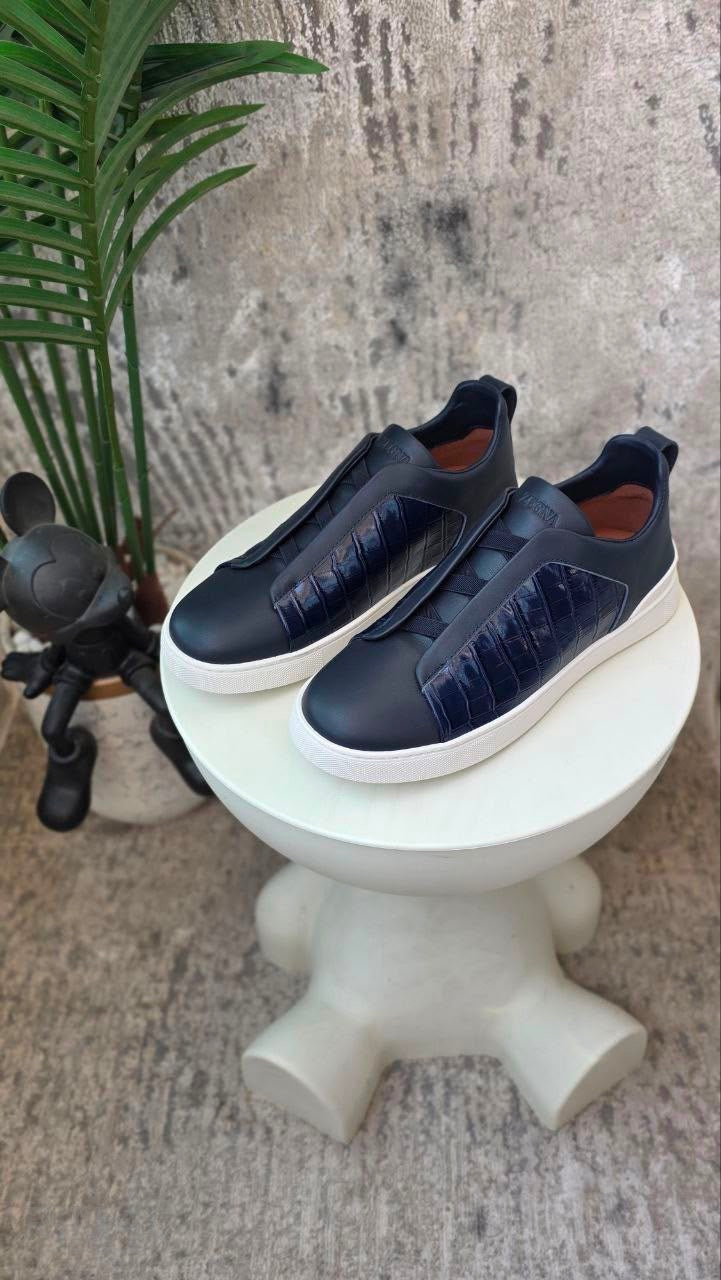 Zegna Triple Stitch Sneakers – Dark Blue - View 5
