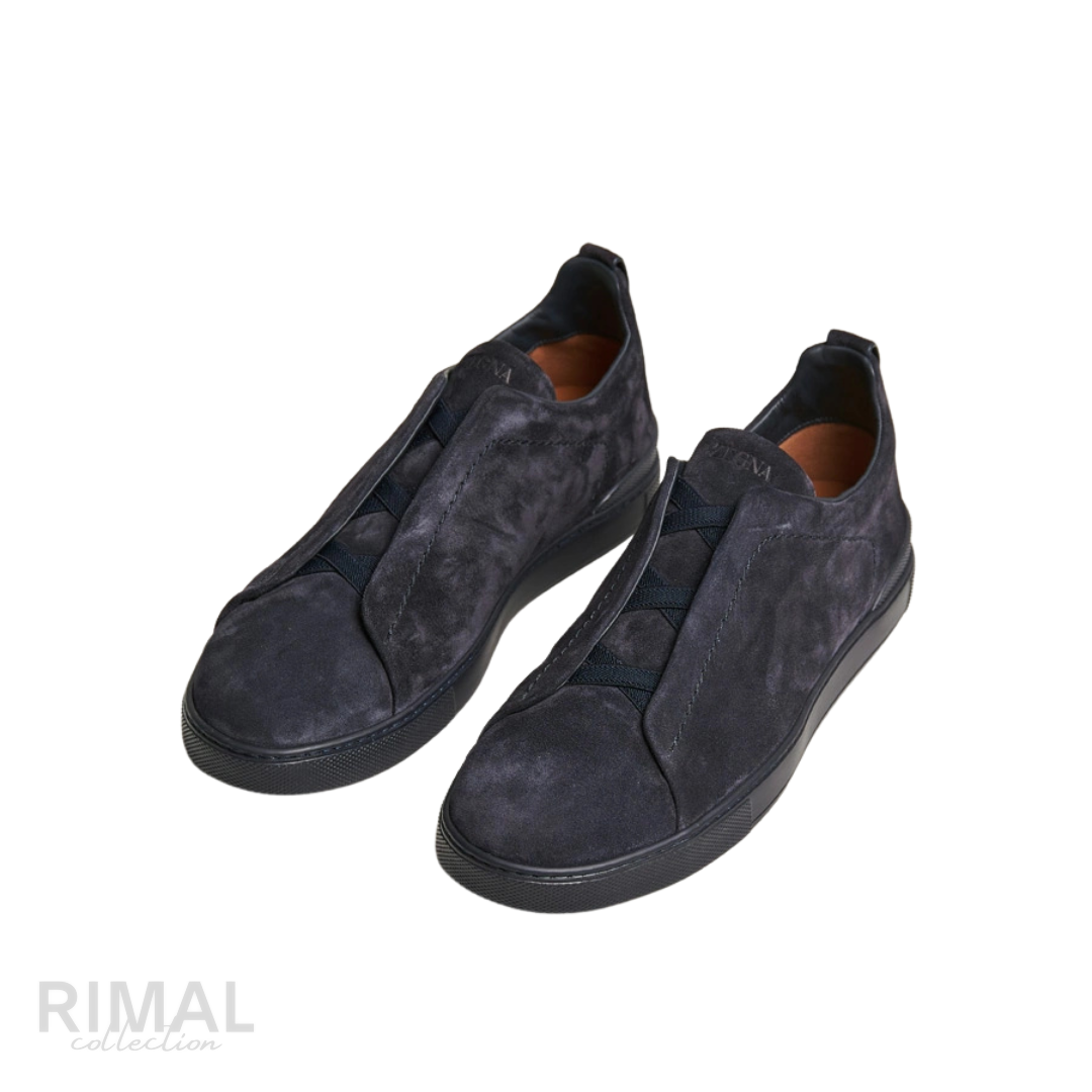Zegna Triple Stitch Sneakers – Full Navy Suede - View 2