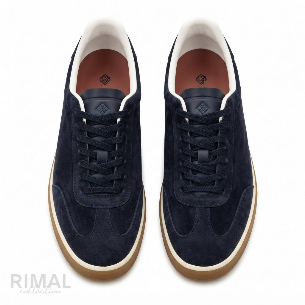 Loro Piana Tennis Walk Suede Sneakers – Dark Blue - View 6