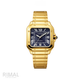 Cartier Santos de Cartier Golden Steel Blue Dial Watch