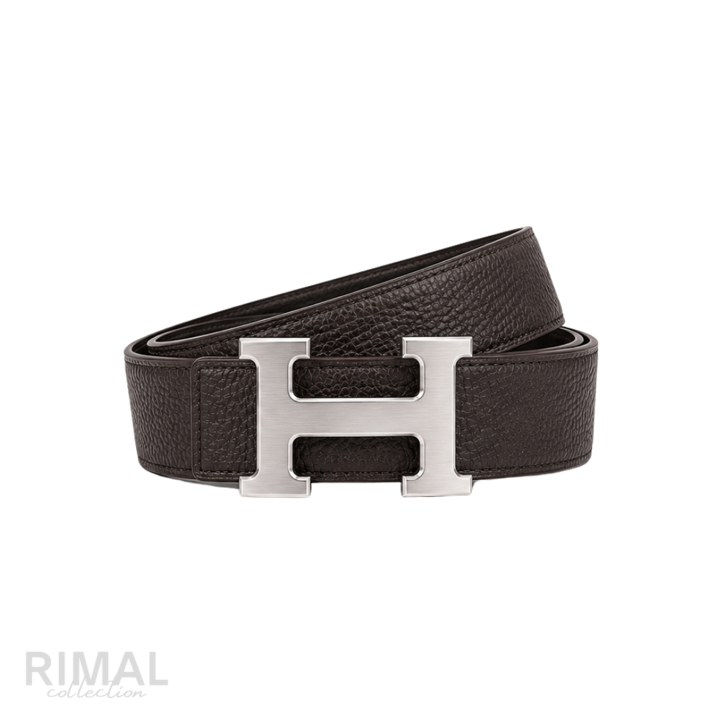 Hermes Dark Dull Brown Silver Logo Belt - image 2