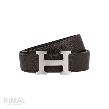 Hermes Dark Dull Brown Silver Logo Belt - image 2