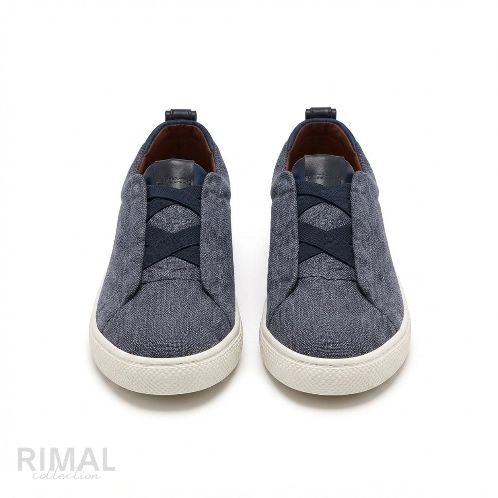 Zegna Triple Stitch Sneakers – Denim - View 3