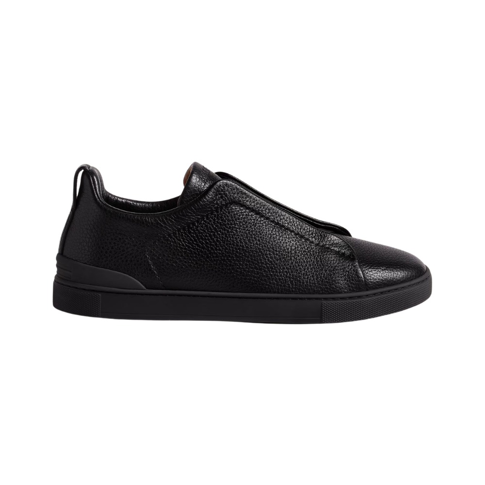 Zegna Deerskin Triple Stitch Sneakers - Black / Black Sole - image 1
