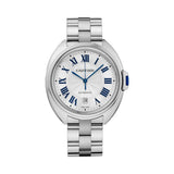 ساعة كارتييه Cartier بمينا فضي
