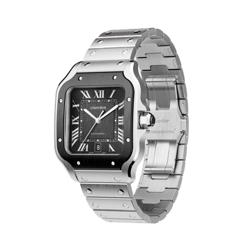 Cartier Santos de Cartier Silver&Black Sunburst Dial Watch