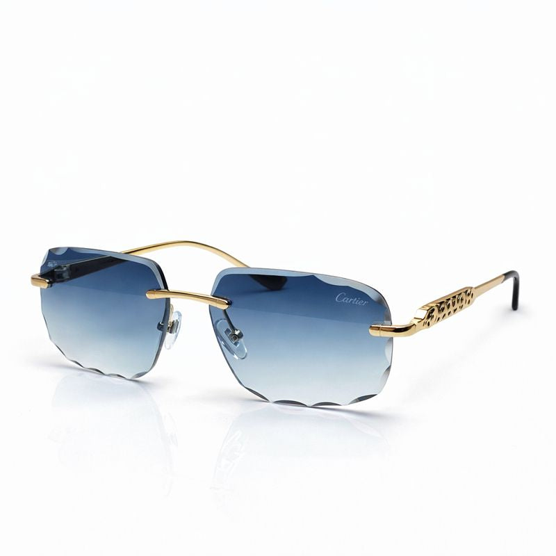 Cartier — Black Leather Temple Sunglasses