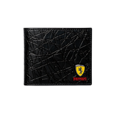 محفظة جلد حصان سوداء قابلة للطي من فيراري