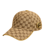 قبعة غوتشي GG Logo Stripe قماش بيج