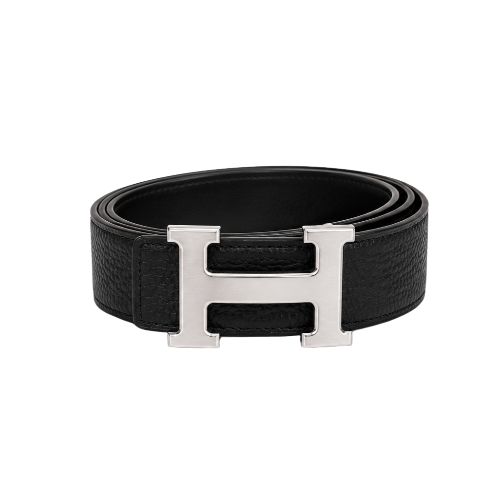 Hermes Black Silver Logo Belt - image 1