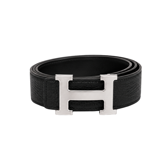 Hermes Black Silver Logo Belt - image 1