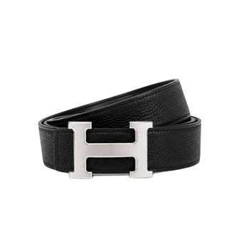Hermes Black Silver Logo Belt - image 2