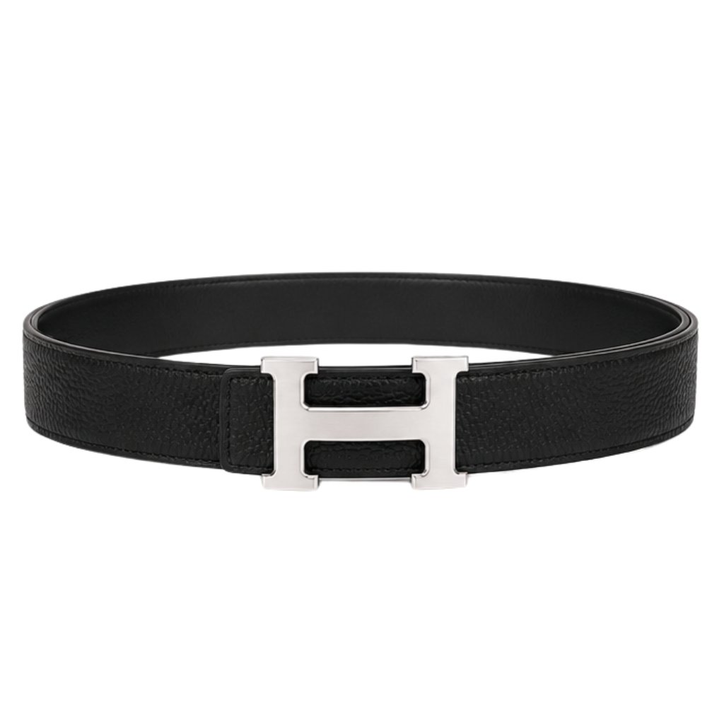 Hermes Black Silver Logo Belt - image 3
