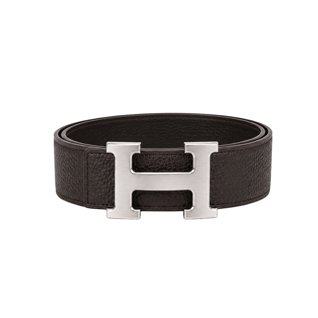 Hermes Dark Dull Brown Silver Logo Belt - image 1