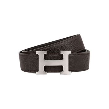 Hermes Dark Dull Brown Silver Logo Belt - image 2
