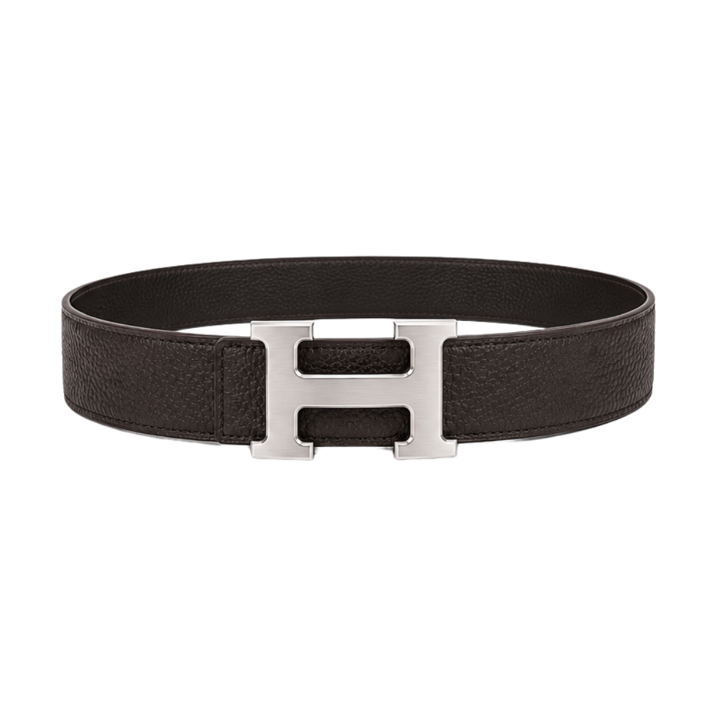 Hermes Dark Dull Brown Silver Logo Belt - image 3