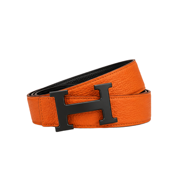 Hermes Orange Black Logo Belt - image 2