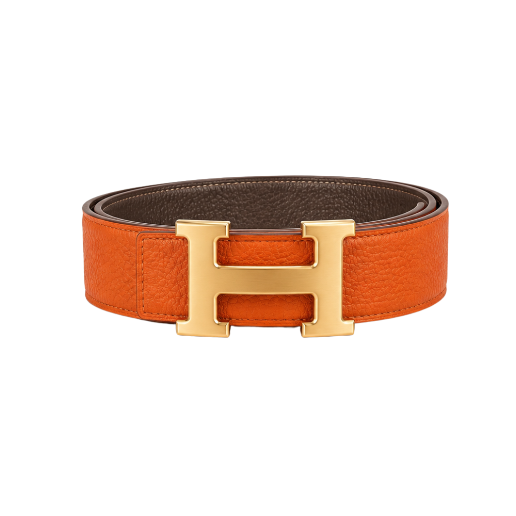 Hermes Orange Gold Logo Belt - image 1