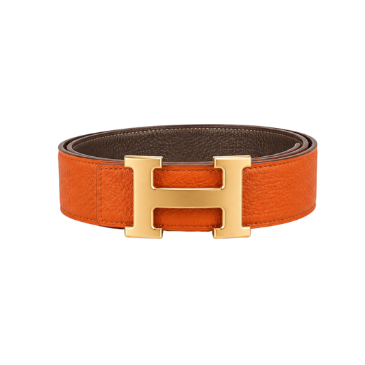 Hermes Orange Gold Logo Belt - image 1