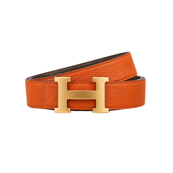Hermes Orange Gold Logo Belt - image 2