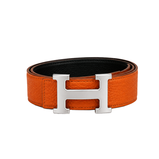 Hermes Orange Silver Logo Belt - image 1
