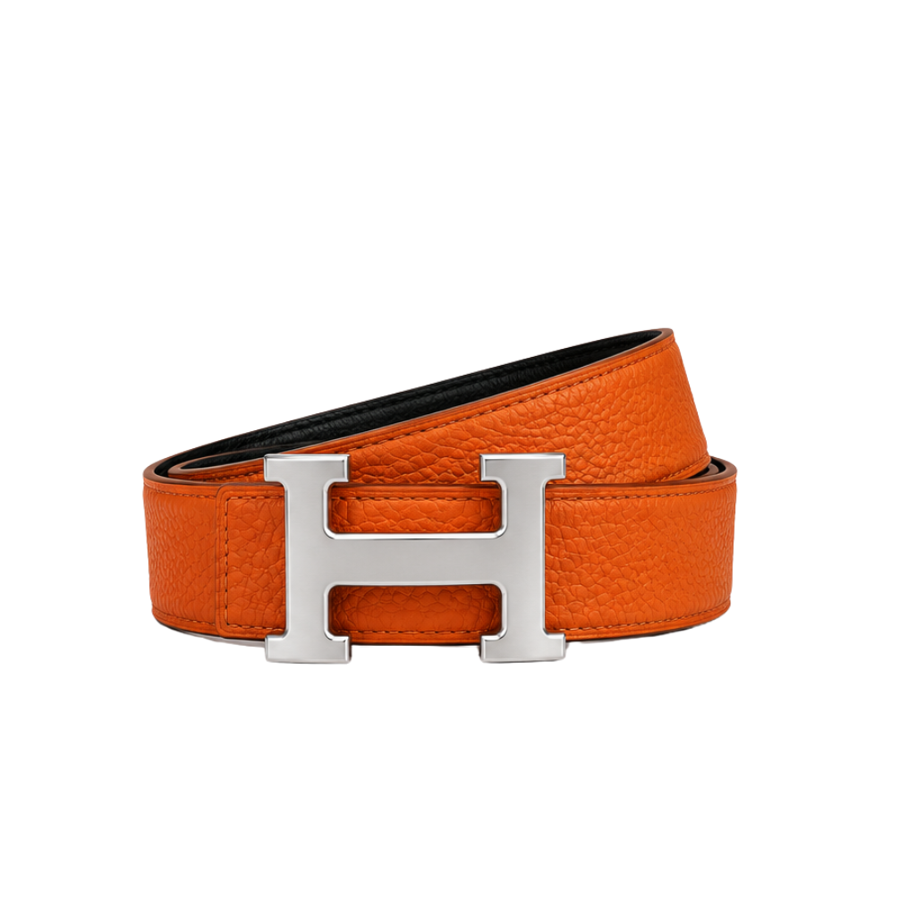 Hermes Orange Silver Logo Belt - image 2