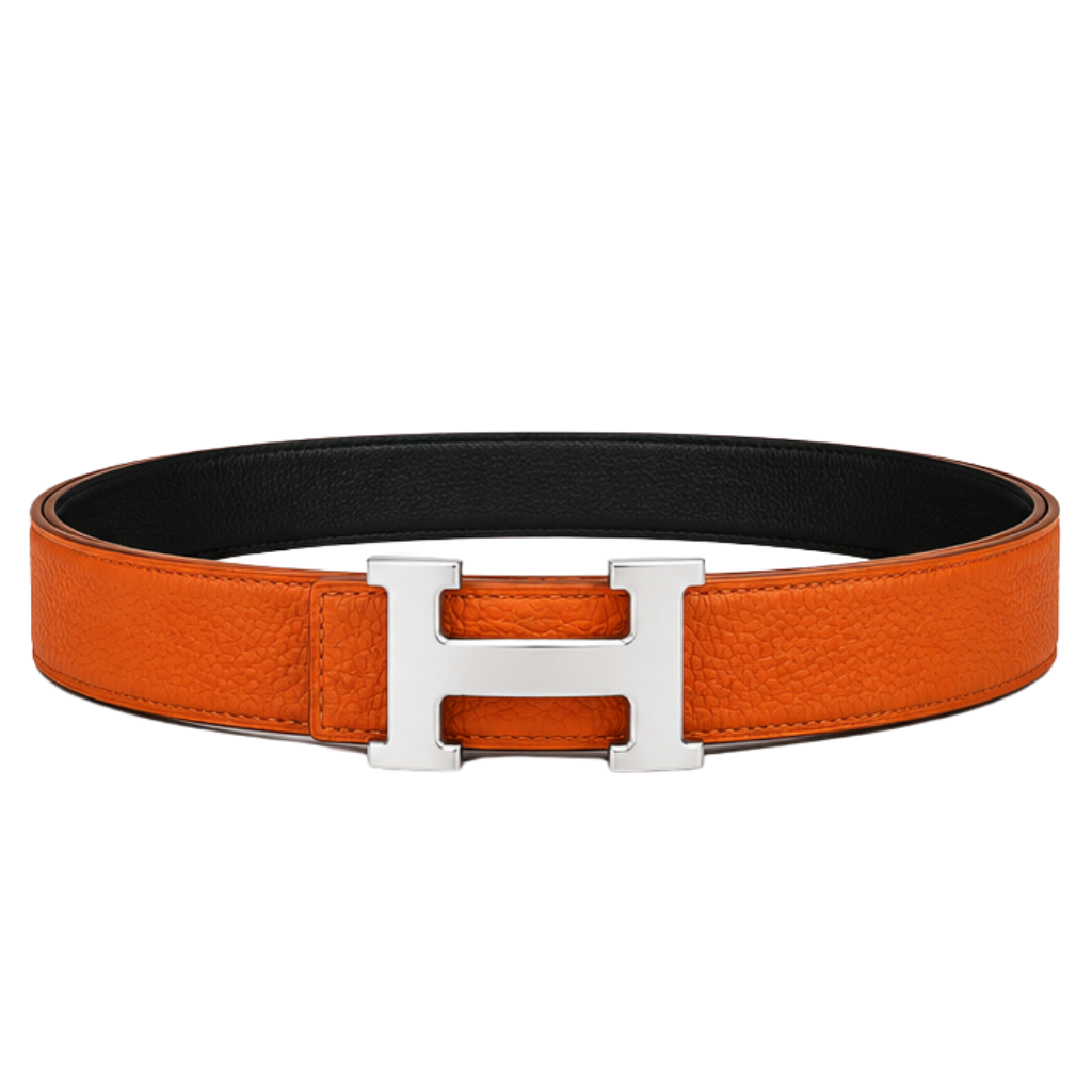 Hermes Orange Silver Logo Belt - image 3