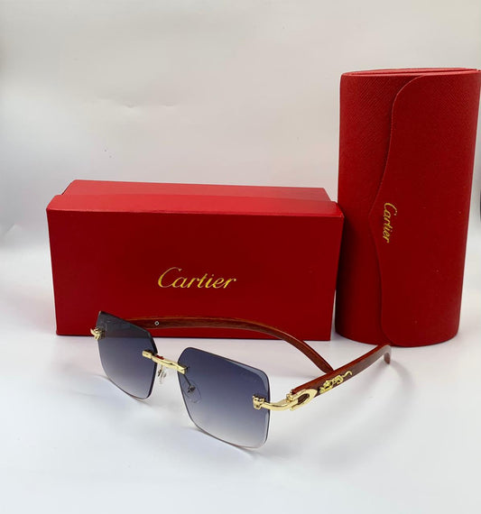 Cartier | Panthère de Cartier Rimless Sunglasses – Gold / Brown Gradient – Product Image 1
