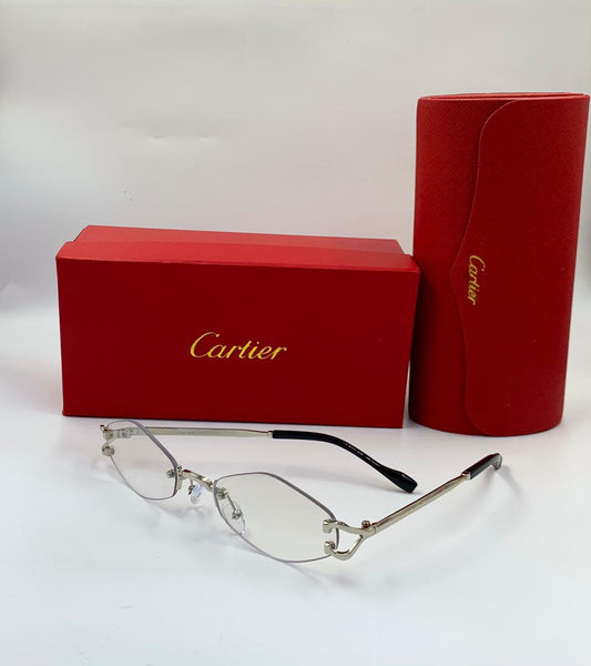 Cartier | C Decor Rimless Geometric Sunglasses – Silver / Grey Gradient – Product Image 1