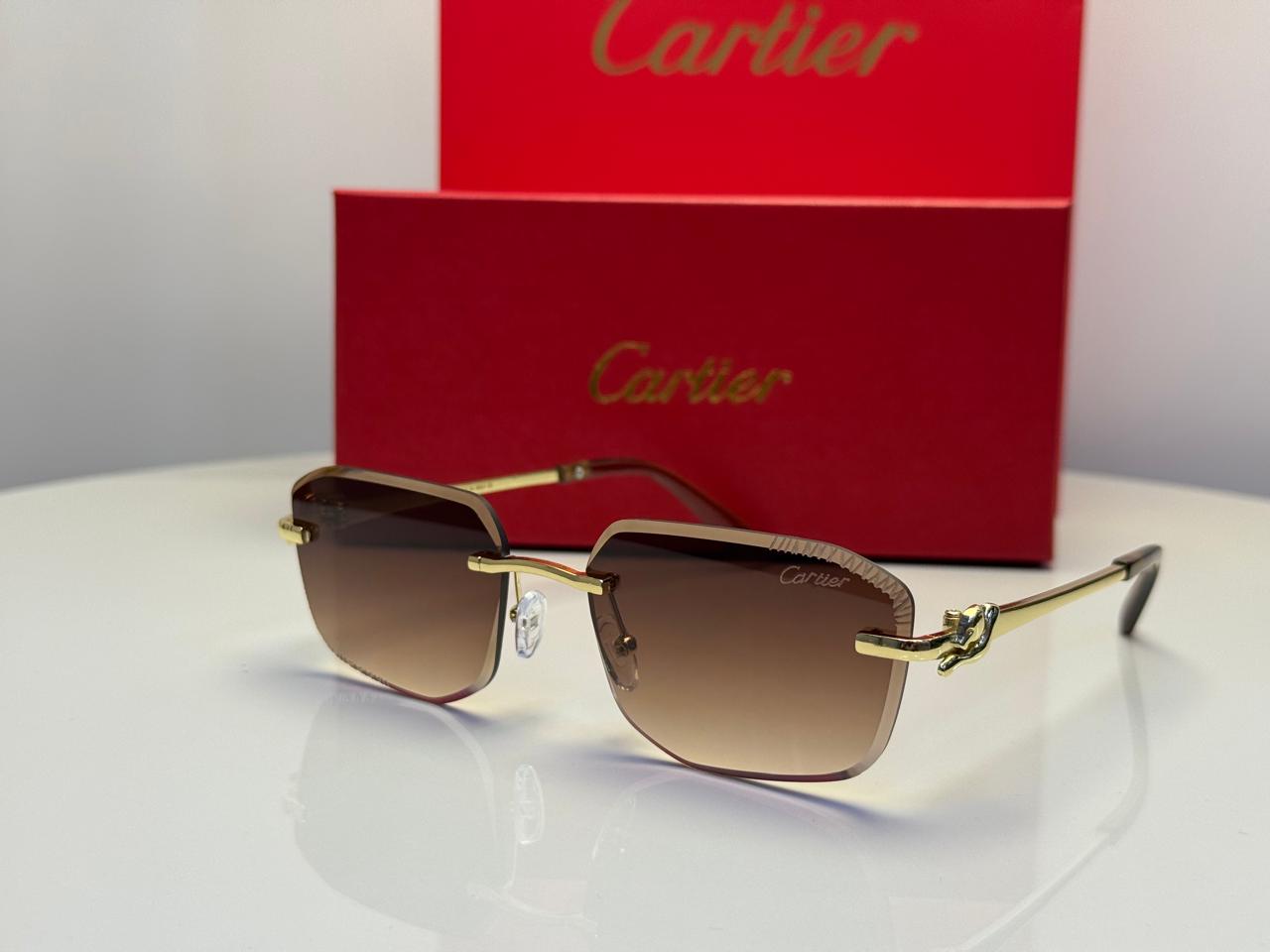 Cartier | Panthère de Cartier Rimless Sunglasses – Gold / Grey Gradient – Product Image 1