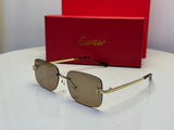 Cartier | Panthère de Cartier Rimless Sunglasses – Gold / Grey