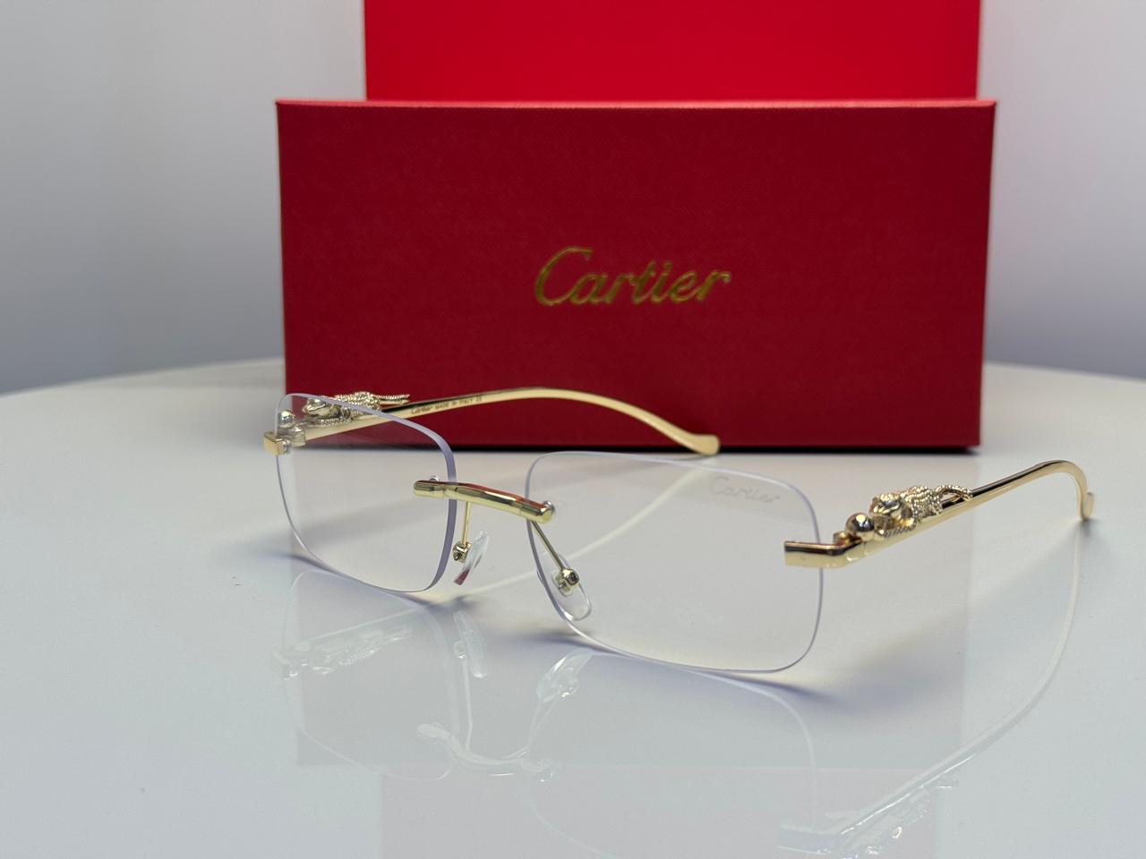 Cartier | Panthère de Cartier Rectangular Sunglasses – Gold / Orange – Product Image 1